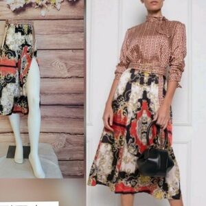 Zara scarf printed women’s pleated skirt size small